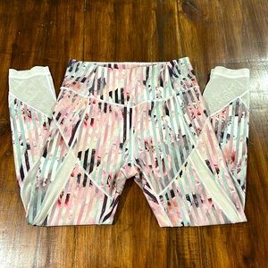 Calia Carrie Underwood Legging Luster Stripe Womens Pink Gray Mesh Size M